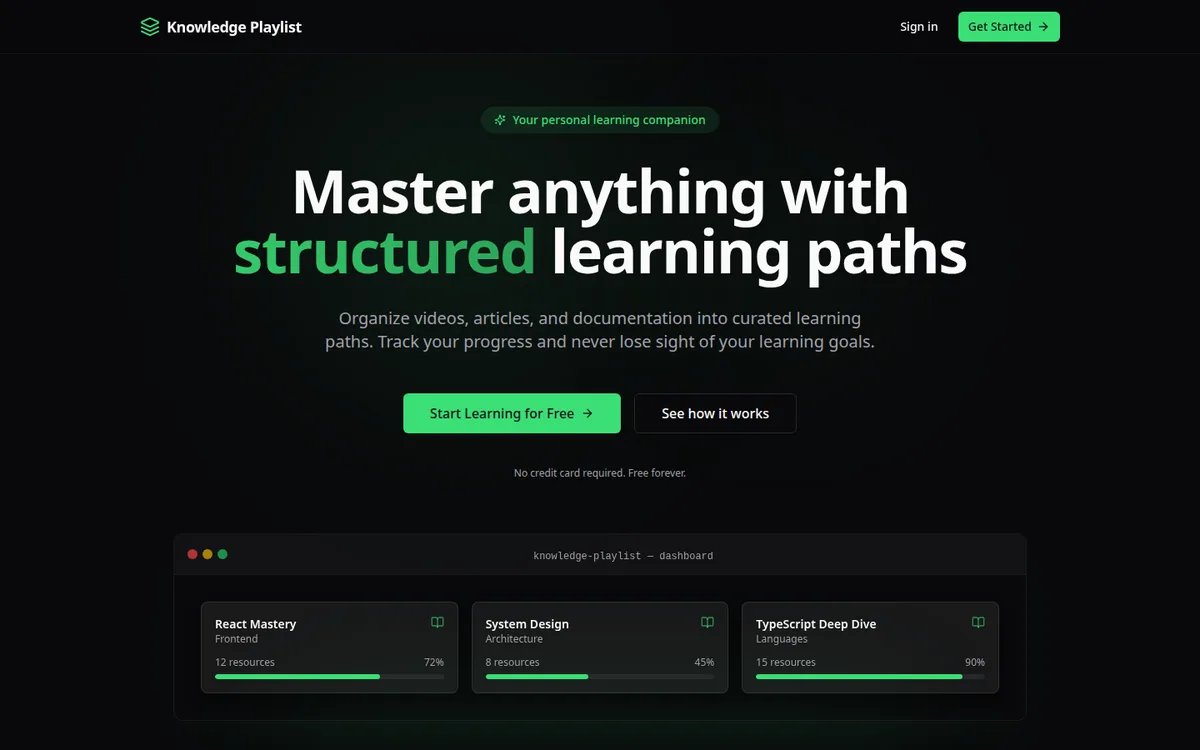 Knowledge Playlist — structured learning paths
